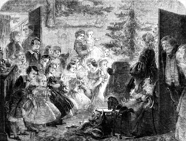 The Christmas Tree - drawn by J. A. Pasquier, 1858. Creator: Mason Jackson.