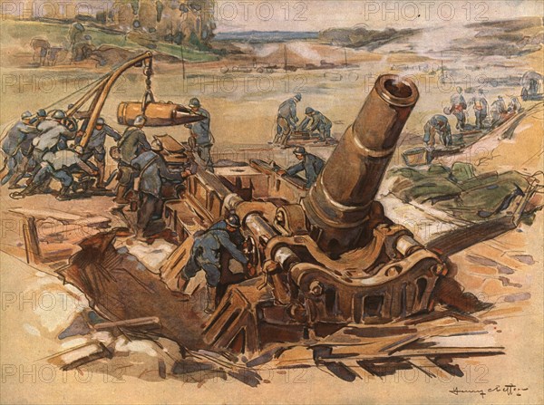 'Autour de la Bataille; Mortier de 370', 1918. Creator: Unknown.
