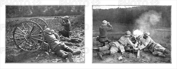 'L'Outillage Ennemi et le Notre; La manoeuvre de notre canon de 37, sur roues ou sur affut', 1918. Creator: Unknown.