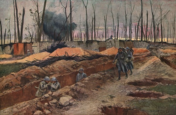 'Sur les Champs de Bataille de 1918; au sommet du Mont Renaud', 1918. Creator: Francois Flameng.