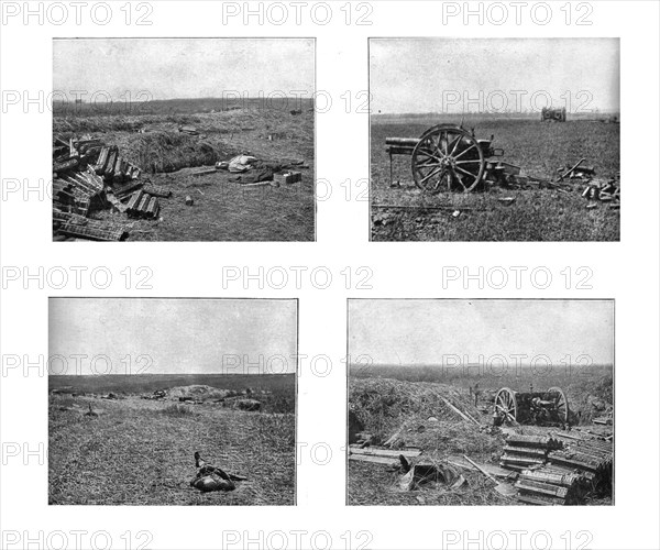 'A travers le champ de bataille; anciens emplacements de batteries allemandes et pieces..., 1918. Creator: Unknown.