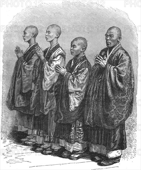 'Bonzes praying; A European Sojourn in Japan', 1875. Creator: Unknown.