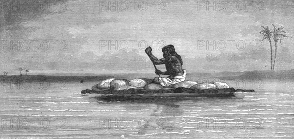'Kelek, or raft of inflated skins, on the Tigris; Journeyings in Mesopotamia', 1875. Creator: Unknown.