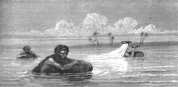 'Milk women and Arabs crossing the Tigris; Journeyings in Mesopotamia', 1875. Creator: Unknown.