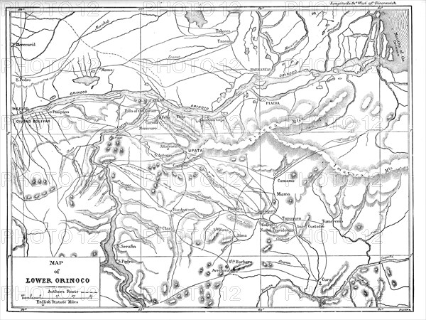 'Map of the Lower Orinoco; A Journey up the Orinoco', 1875. Creator: Unknown.