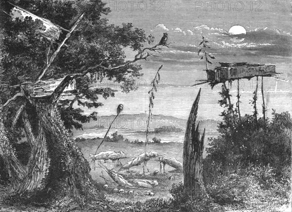 ''Cemetery of the Sioux Indians; Ocean to Ocean, the Pacific railroad', 1875. Creator: Frederick Whymper.