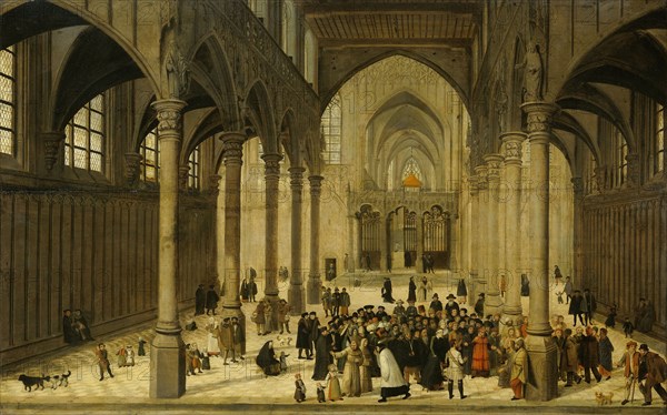 Church Interior with Christ Preaching to a Congregation, 1545-1570. Creator: Cornelis van Dalem.