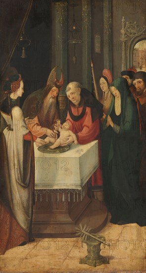 Circumcision of Christ, Left Wing of an Altarpiece, on verso is the Virgin from an Annunciation scen Creator: Pseudo-Jan Wellens de Cock.