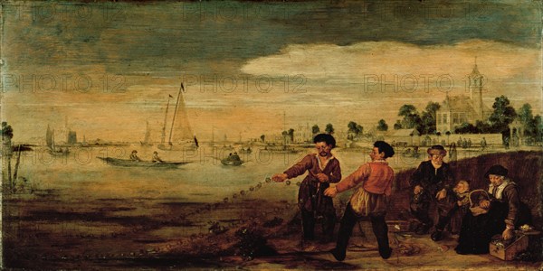 Fishermen on the Bank of the Amstel near the Pauwentuin, Amsterdam, c.1625-c.1630. Creator: Arent Arentsz.