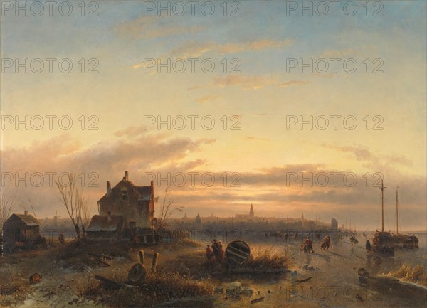 Winter op het IJ voor Amsterdam, 1850. Creator: Charles Henri Joseph Leickert.