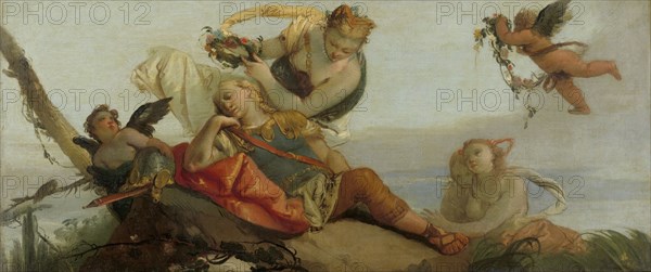 The Sleeping Rinaldo Crowned with Flowers by Armida (formerly entitled Sleeping Mars), 1750-1780. Creator: Francesco Zugno.