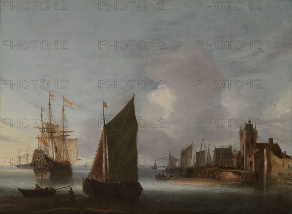 Ships near Zierikzee with the Zuidhavenpoort in the Background, c.1640-c.1650. Creator: Hendrick van Anthonissen.