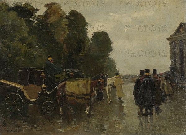 Carriages and Waiting Coachmen, c.1890-c.1894. Creator: Willem de Zwart.