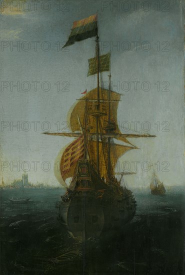 An Amsterdam East Indiaman, c.1625-c.1650. Creator: Abraham de Verwer.