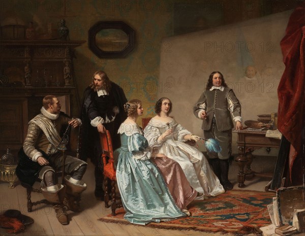 The Princess of Orange Visiting the Work-shop of Bartholomeus van der Helst, c.1850-c.1870. Creator: Hendrick Jacobus Scholten.