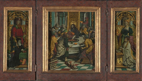 Triptych with the Last Supper and Donors, c.1525-c.1530. Creator: Jacob Cornelisz. van Oostsanen.