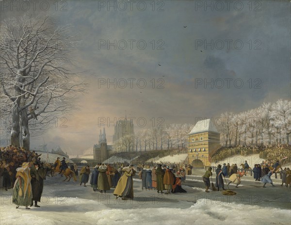 Women’s Skating Competition on the Stadsgracht in Leeuwarden, 21 January 1809, 1809. Creator: Nicolaus Baur.