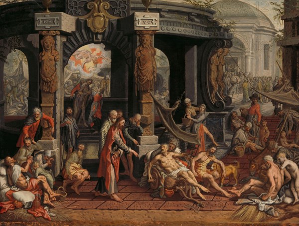 The Healing of the Paralytic, Pool of Bethesda, 1575. Creator: Pieter Aertsen.