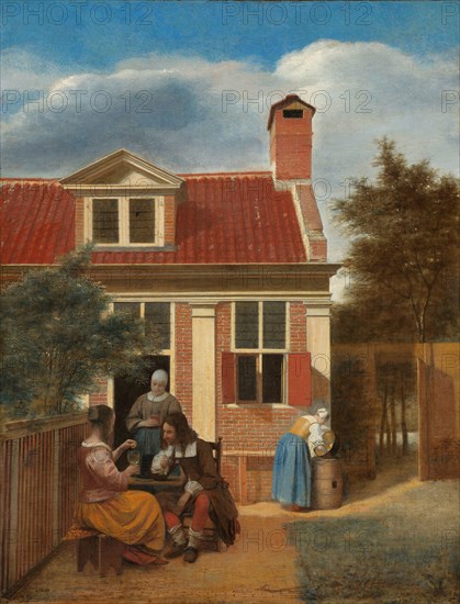 Figures in a Courtyard behind a House, c.1663-c.1665. Creator: Pieter de Hooch.