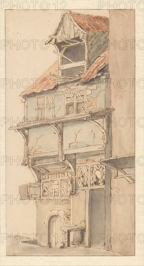 Facade of a corner house with an open dormer window, 1620-1685. Creator: Adriaen van Ostade.