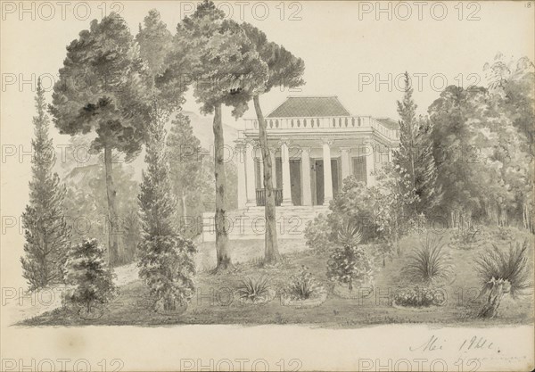 Country house with landing and garden, presumably in the Dutch East Indies, 1841. Creator: Anon.