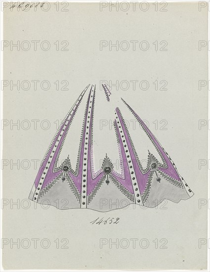 Wide skirt in purple, c.1865. Creator: Anon.