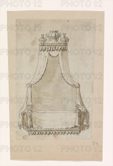 Design for a bed, c.1770-c.1780. Creator: Anon.