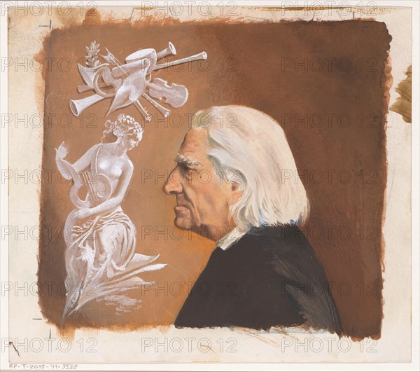 Book cover design for "Frans Liszt. The life of a great composer" by Jean Rousselot, c. 1961. Creator: Anon.