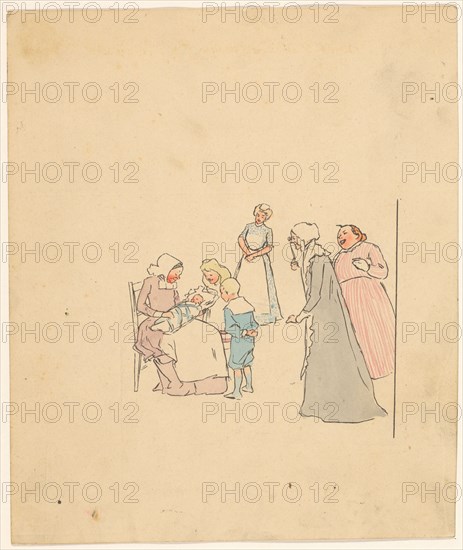 People admiring a baby, c.1880-c.1910.  Creator: Anon.