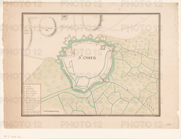 Map of Sint-Omaars, 1650-1700. Creator: Anon.