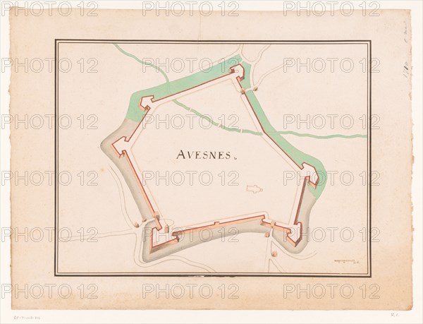 Map of Avesnes, c.1710. Creator: Anon.