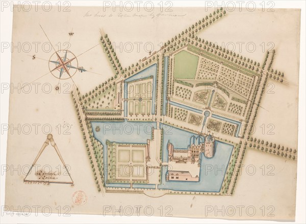 Map of Rosendael Castle, c.1650-before 1722. Creator: Anon.