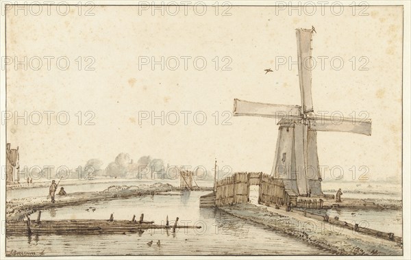 The windmill on the water, 1660-1677. Creator: Anthonie van Borssom.