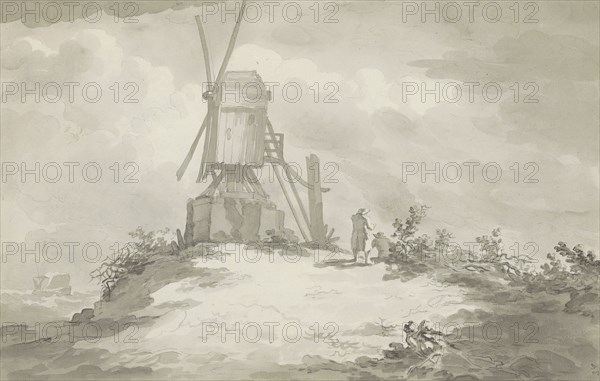 Mill on a hill near the coast, c.1780-c.1800. Creator: Bernhard Heinrich Thier.