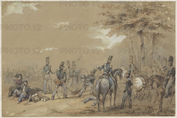 Infantry in fight, c.1824-c.1894. Creator: Charles Rochussen.