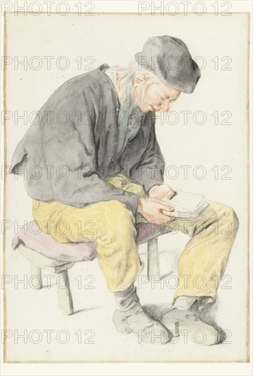 Seated Man Reading, Facing Right, 1690-1700. Creator: Cornelis Dusart.