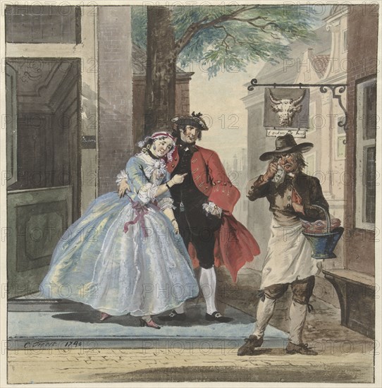 Scene from "Pefroen with the sheep head", 1740. Creator: Cornelis Troost.