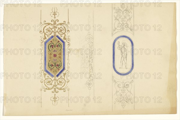 Three central motifs of pilasters, c.1835-c.1860. Creator: Workshop of Franz Jakob Kreuter.
