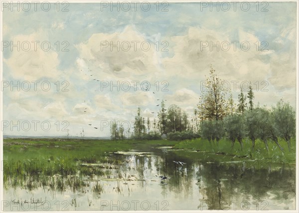 Pool with trees and pasture, 1866-1892. Creator: Frederik Jacobus van Rossum du Chattel.