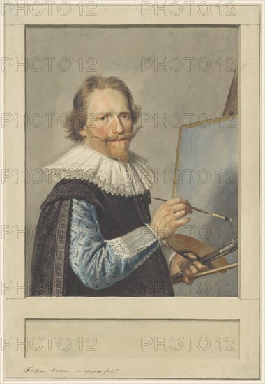 Portrait of Frederik Hendricksz. Vroom in front of his easel, 1610-1717.  Creator: Anon.