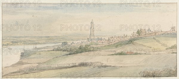 View of Rhenen and the Rhine from the East, 1663. Creator: Gerbrand van den Eeckhout.