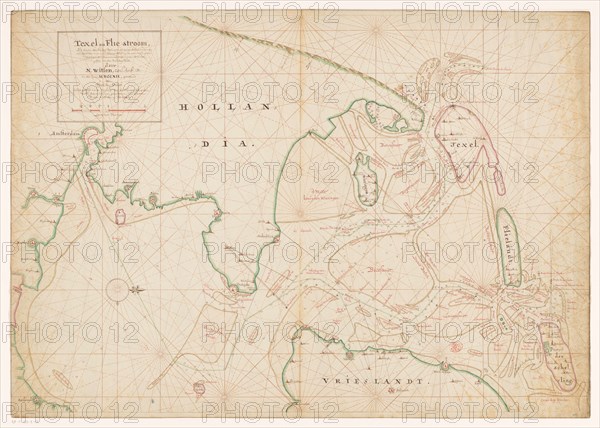 Map of Noord-Holland, Texel, Vlieland, Terschelling, part of Friesland..., 1712.  Creator: Isaak de Graaf.