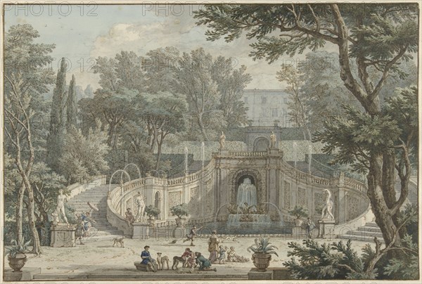 View of the Garden of Villa d'Este in Tivoli, c.1725. Creator: Isaac de Moucheron.