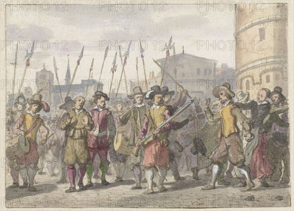 Riot at the conviction of Cornelis Halewijn and Herman Jansz. in Antwerp in 1559, (1652-1659).  Creator: Jacob van der Ulft.