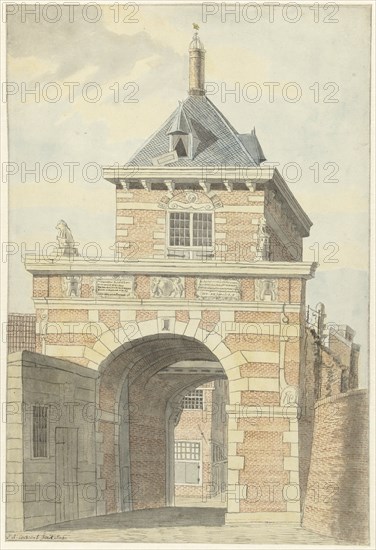 View of the ancient Vriesche Poort in Alkmaar, 1802. Creator: Jacobus Andreas Crescent.