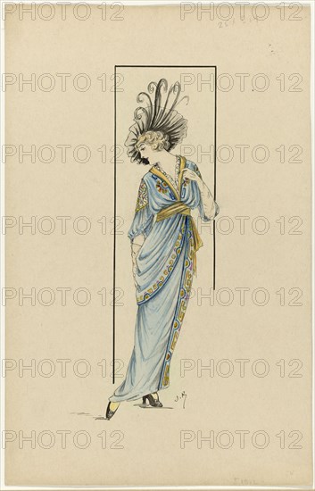 Woman in blue dress, 1913-1914, (c.1912-c.1913). Creator: Jan van Brock.