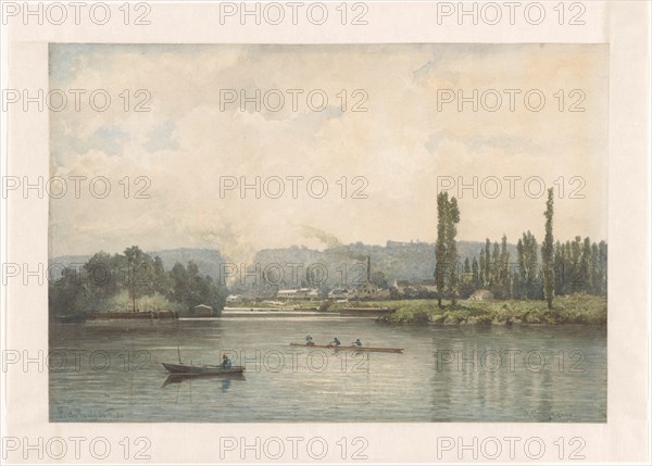 View of Port-Marly on the Seine, with the laundry, 1880.  Creator: Johan Conrad Greive.