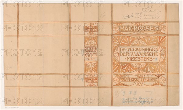 Book cover design for "The Drawings of the Flemish Masters" by Max Rooses, 1900-1915.  Creator: Johann Georg van Caspel.