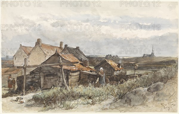 Fishing Family Houses in Scheveningen, 1873. Creator: Johannes Bosboom.