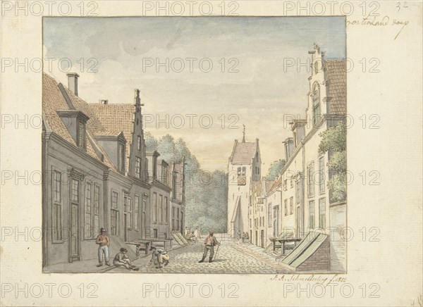 Street in the village of Oosterland on Duiveland, 1822. Creator: Joseph Schmetterling.